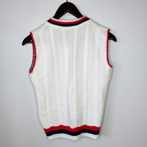 Vintage Cricket Sweater Vest Womens Small White Varsity Collegiate Preppy Knit - Picture 4 of 7